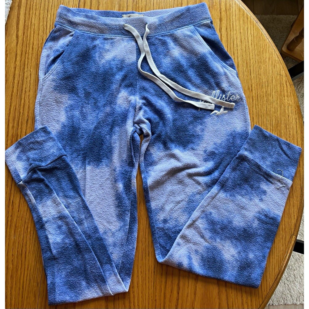 Hollister Blue Tie Dye Acid Wash Jogger Sweatpants Embroidered Logo Small S